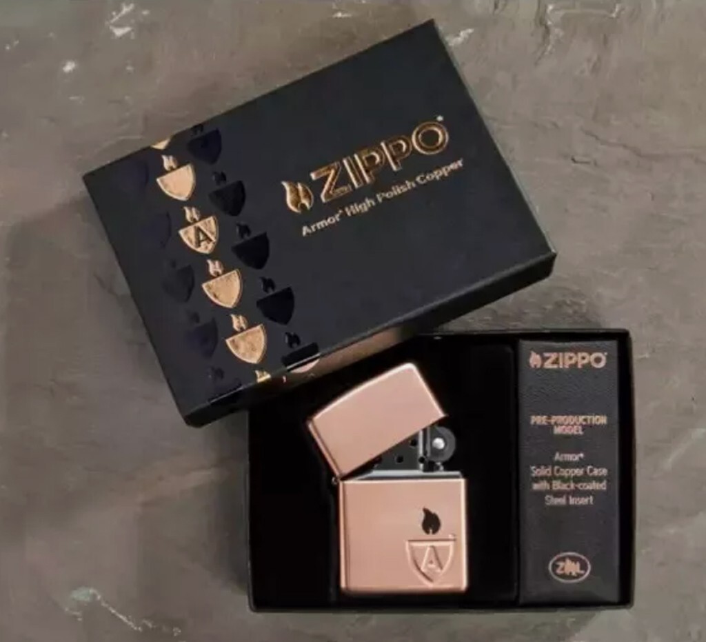 Zippo 46171 Limited Edition Solid Copper Armor Lighter Black Insert + FREE FLINT