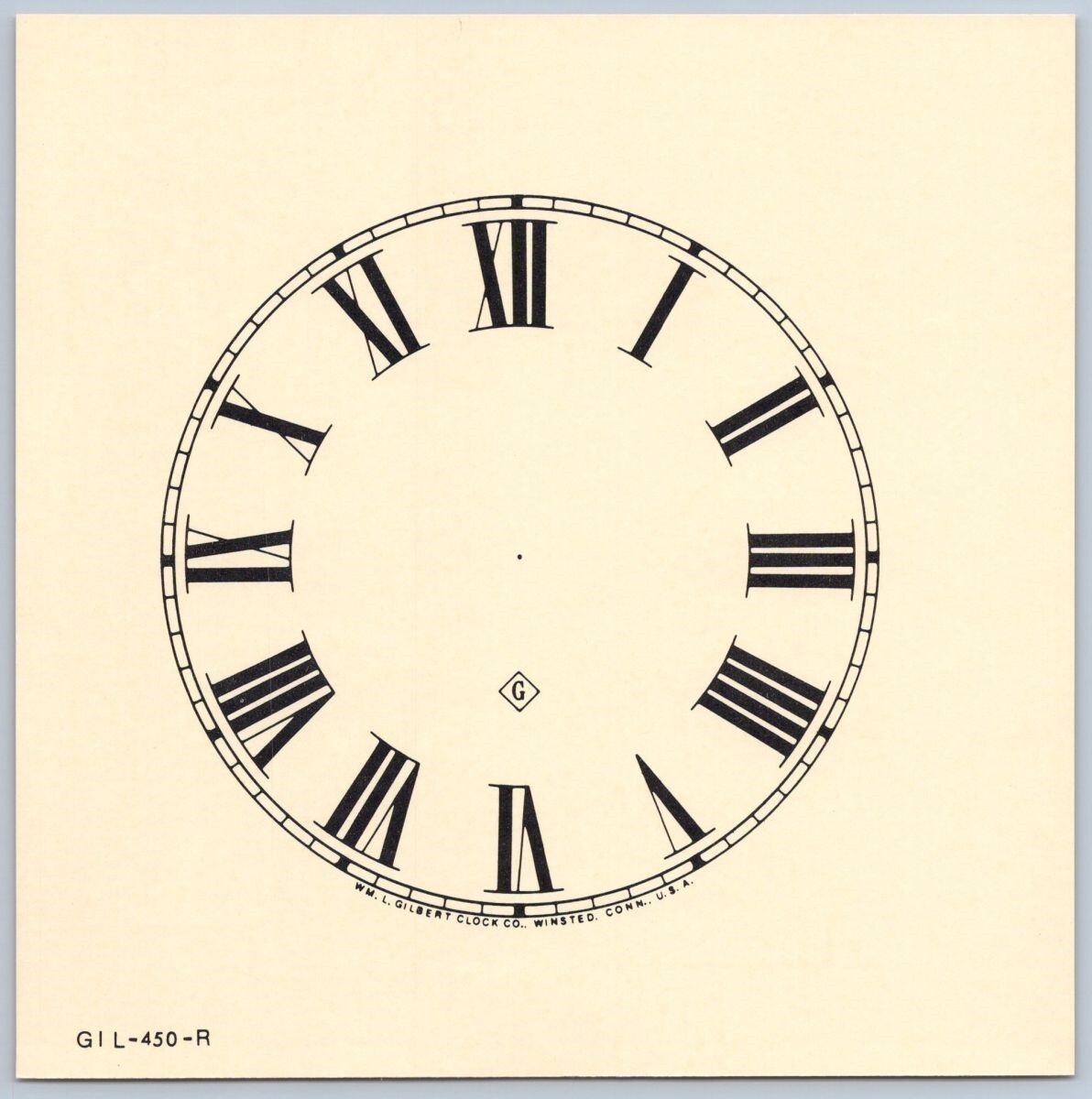 Replacement Clock Face Dial Gilbert GIL-450-R 4.5″ Cream Card Stock Paper Roman