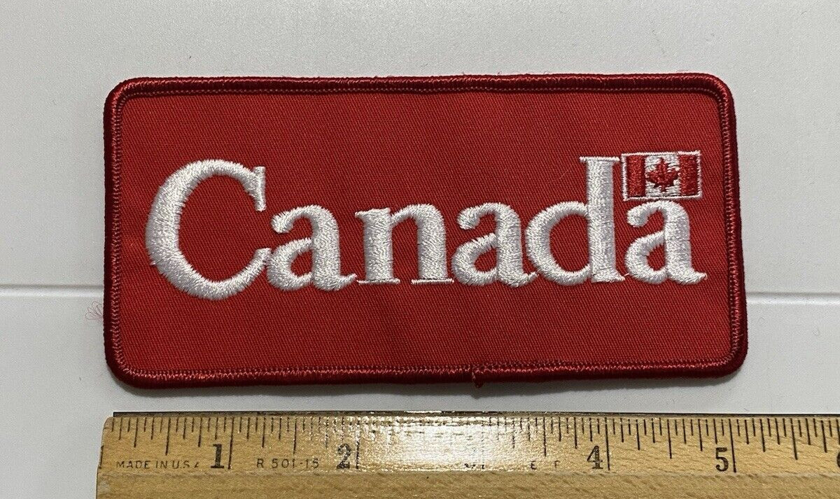 Canada Red White Lettering Flag Souvenir 5″ Embroidered Patch Badge