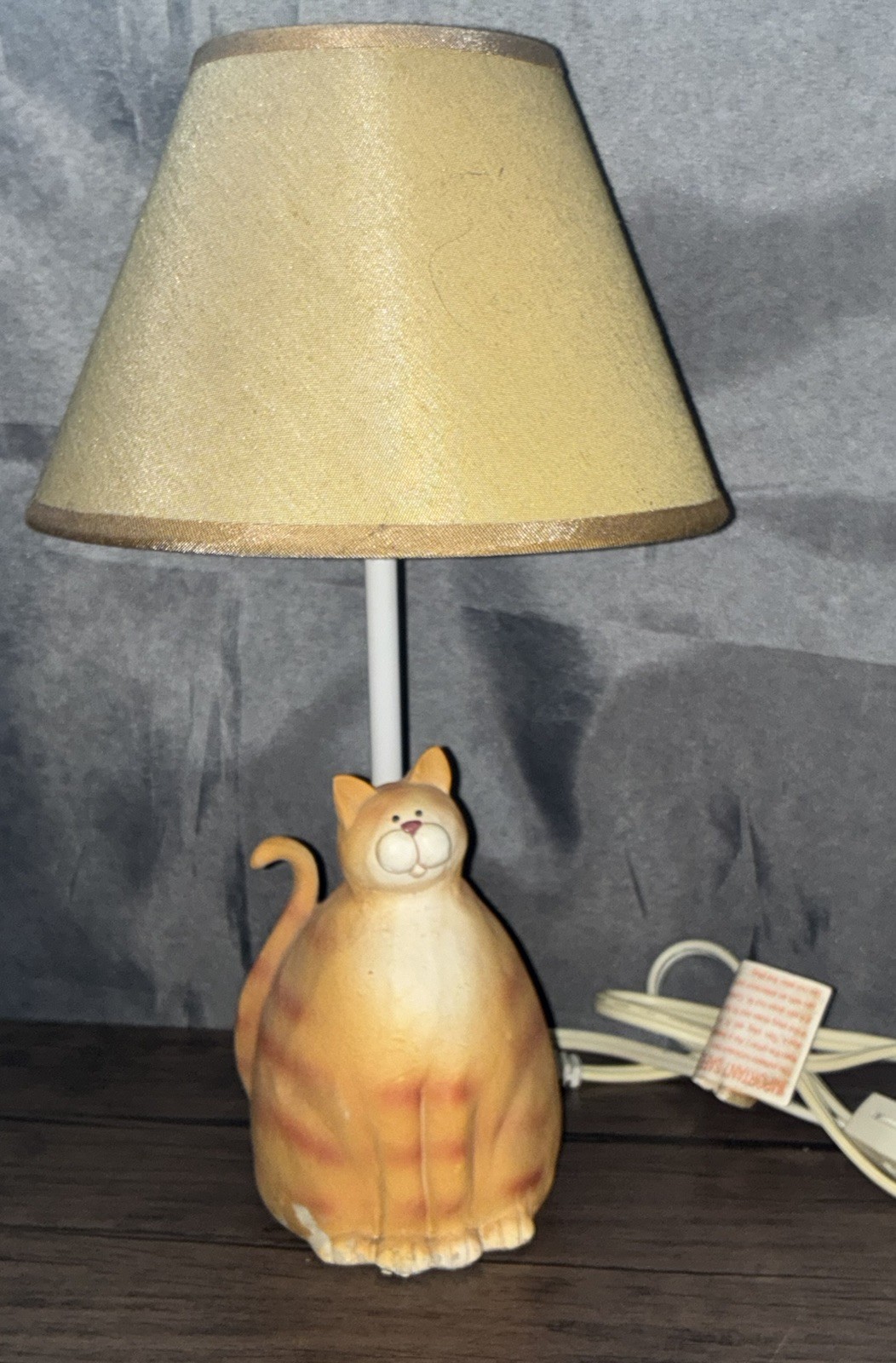 Vintage Cat Standing Resin Desk Table Lamp Orange Tabby- Read