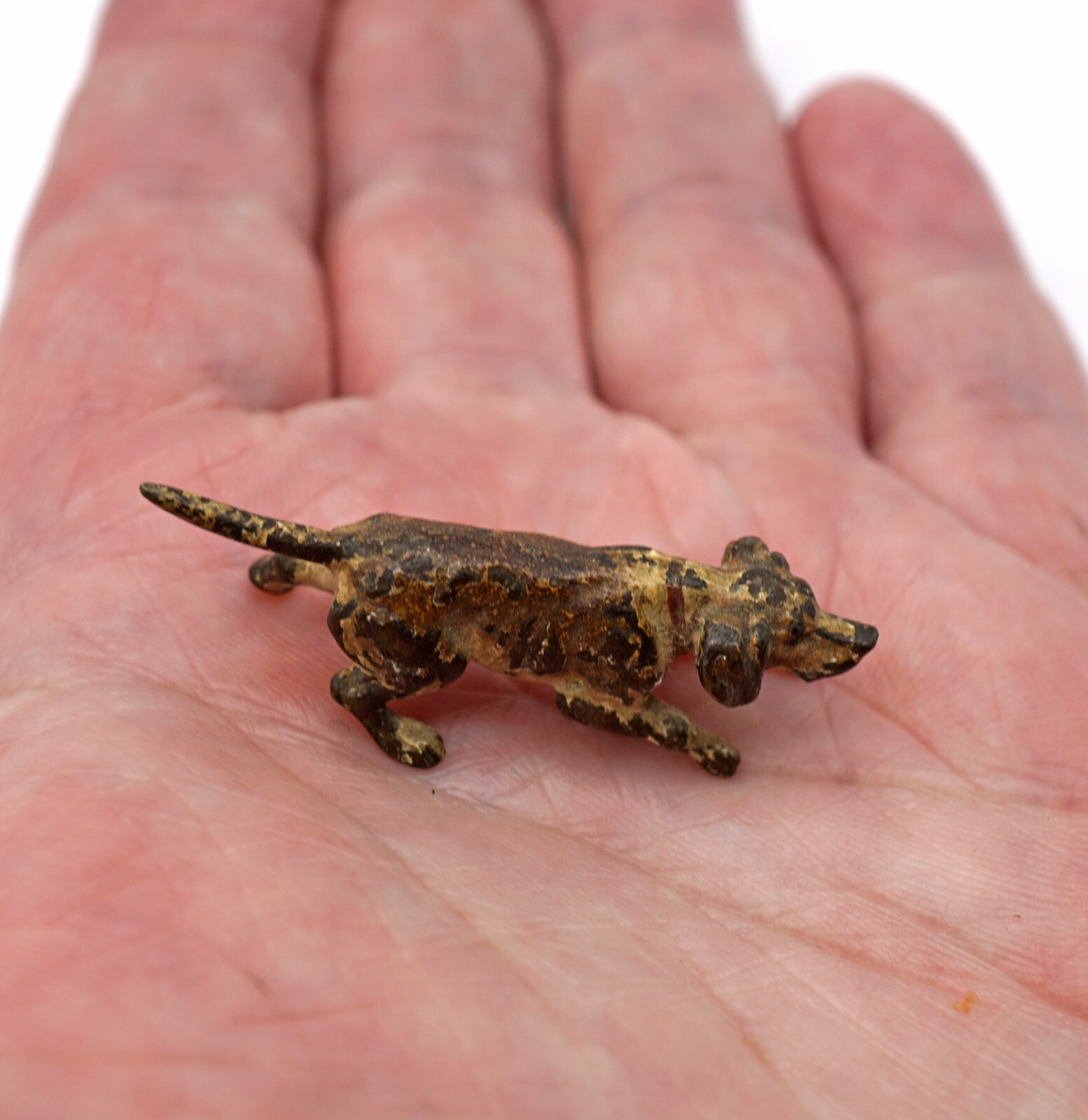 Antique Miniature Austrian Vienna Bronze Figurine Pointer or Maybe Dachshund Dog