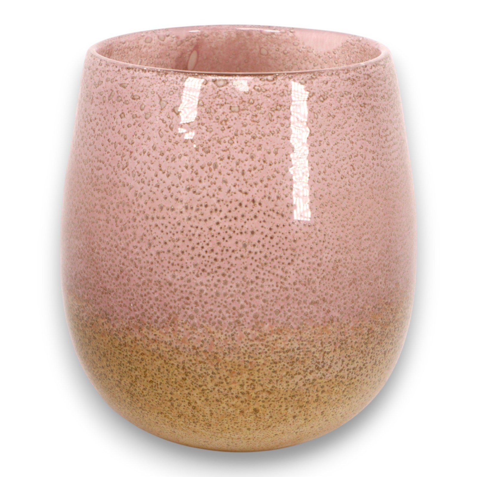 Hand Blown Gradient Pink Glass vase 7 x 6 1/4″ Vintage