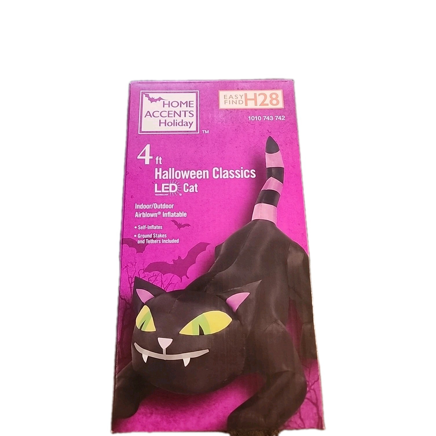 NEW! Home Accents Holiday Inflatable HALLOWEEN Black CAT 4′ LED Lights