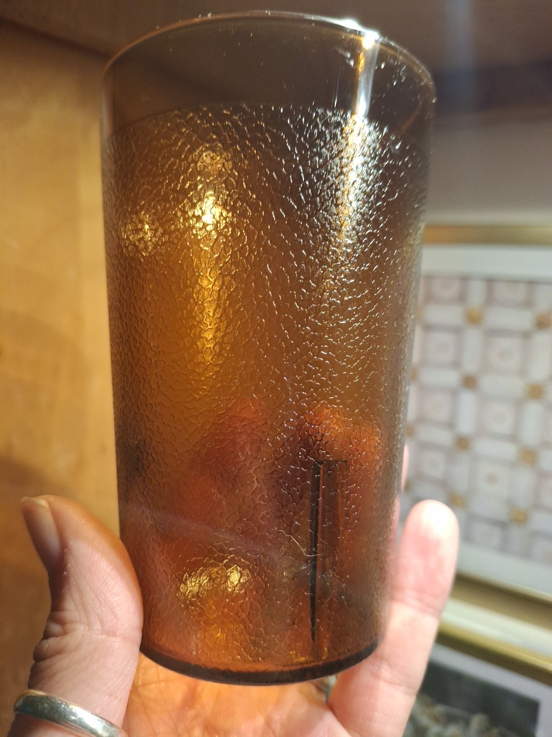 6 Retro Diner Restaurant Ware Texas Tumbler Plastic Pebble Cup’s 9.5oz Amber New