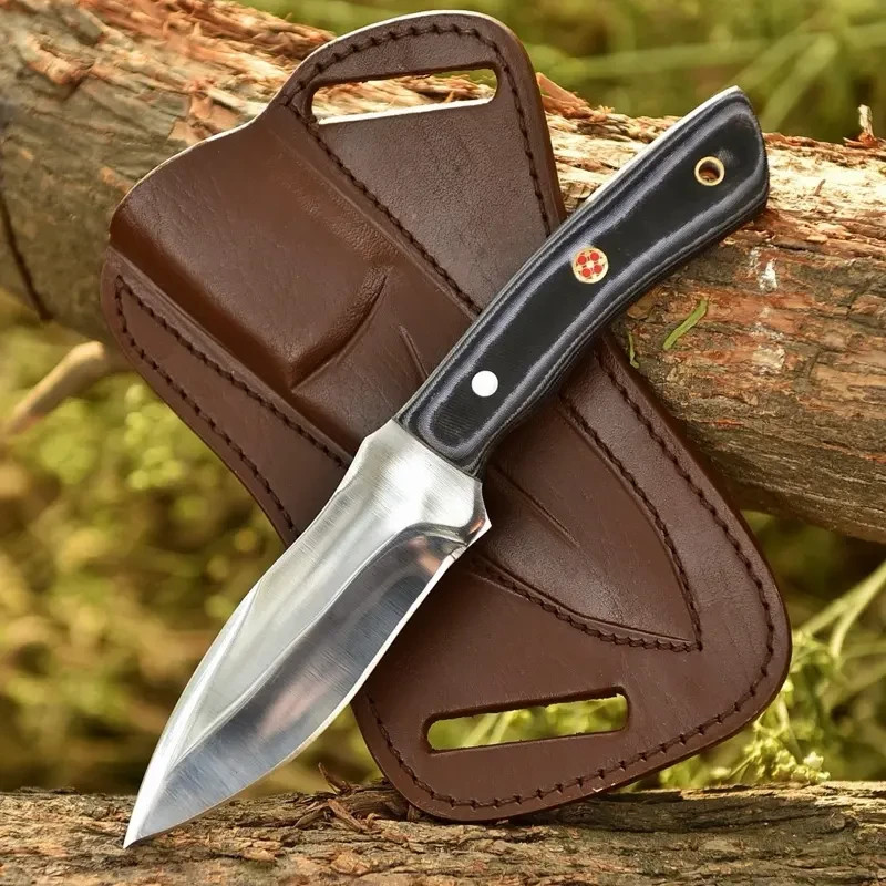 Razor Sharp Hunting Knife with G10 Handle Premium Leather Sheath Outdoor Knives