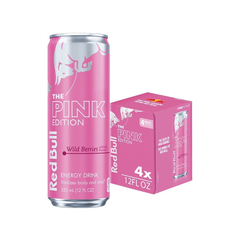 Energy Drink, Wild Berries Flavor, 12 fl oz Cans, 80mg Caffeine, Pack of 4