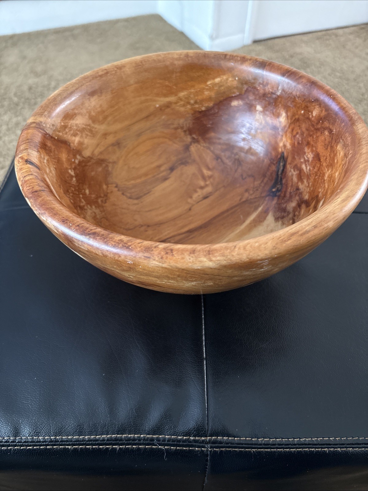 VINTAGE NEW ZEALAND HANDMADE RIMU WOODEN BOWL – 9 1/4 X 4 1/2 INCHES