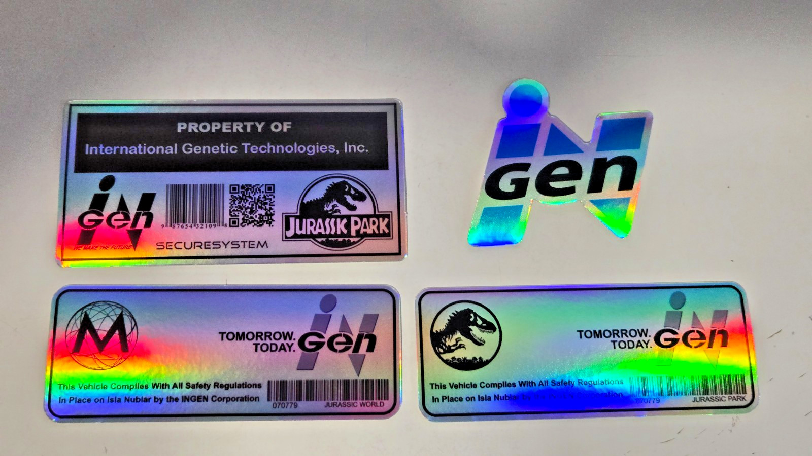 Universal Jurassic Park Annual Holographic Decals InGen x 4