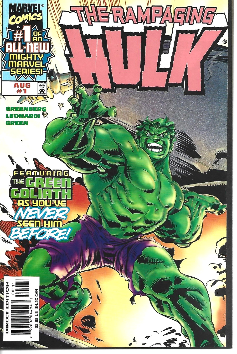 RAMPAGING HULK #1 WRAPAROUND COVER MARVEL COMICS 1998 BAGGED AND BOARDED