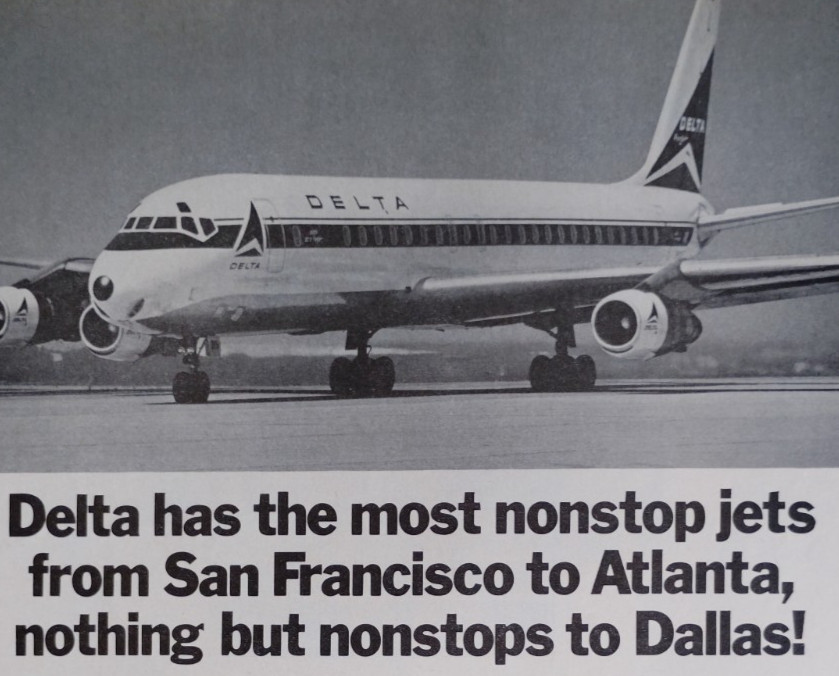 Vintage Retro 1971 Ad Delta Is ready When You Are To Fly SFO To Dallas & Atlanta
