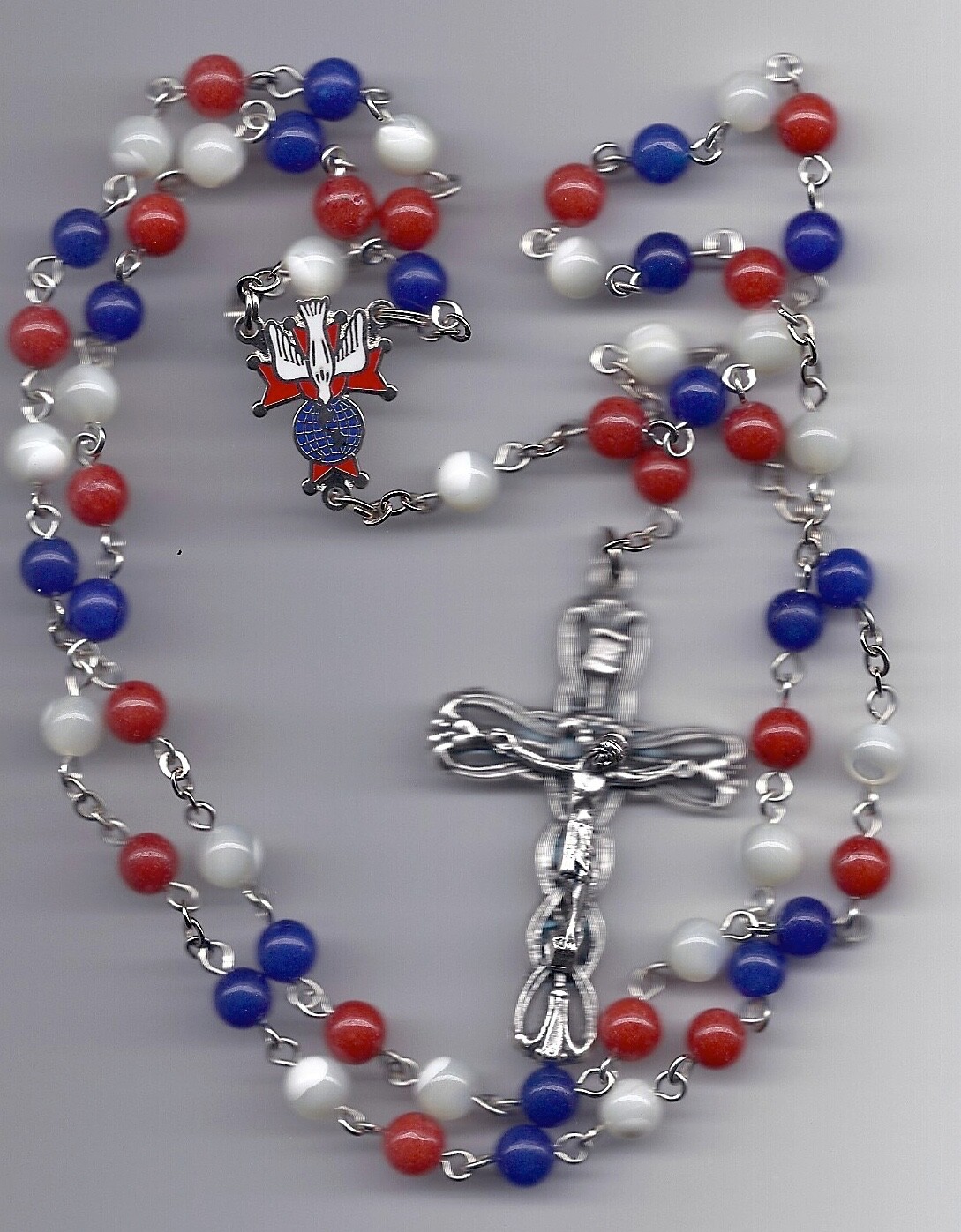 Knights of Columbus-Patriotic Red-White-Blue rosary “MTKENT55”