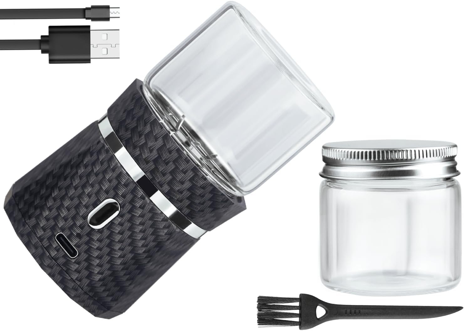 Electric Grinder Automatic Mini Size Spice Crusher Herbal with 2PCS Glass Jar