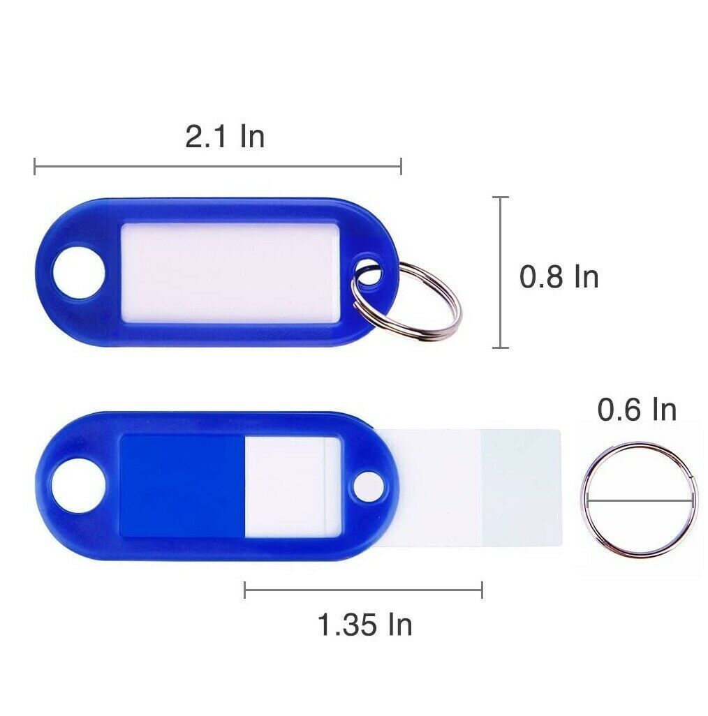 50 PCS Key Tags Plastic W/ Split Ring Luggage Fobs ID Card Name Label Keychain