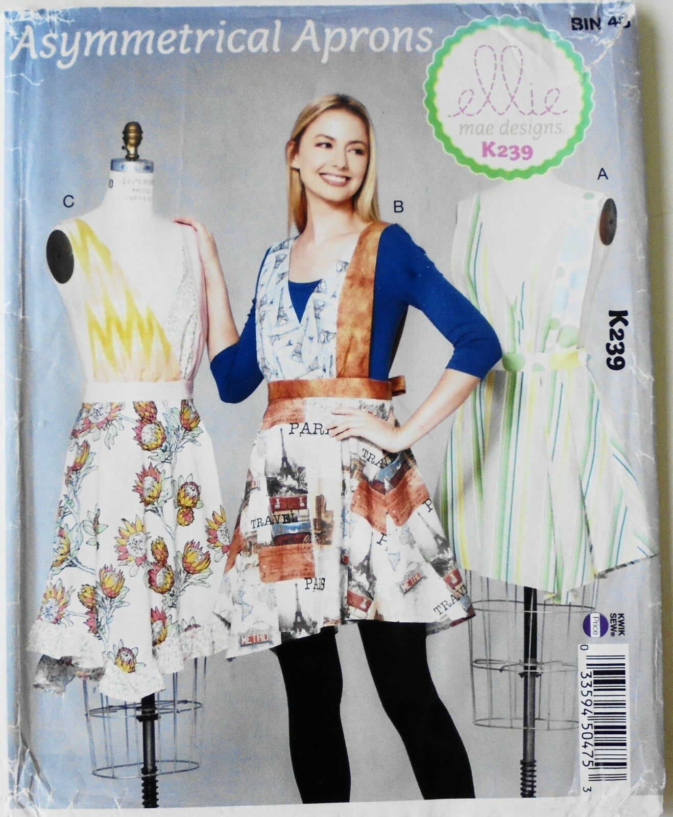 Ellie Mae K239 Misses Asymmetrical Aprons Sewing Pattern Sz XS-XL