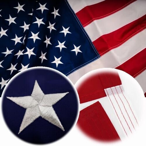 3×5 ft US American Flag Heavy Duty Embroidered Stars Sewn Stripes Grommets Nylon