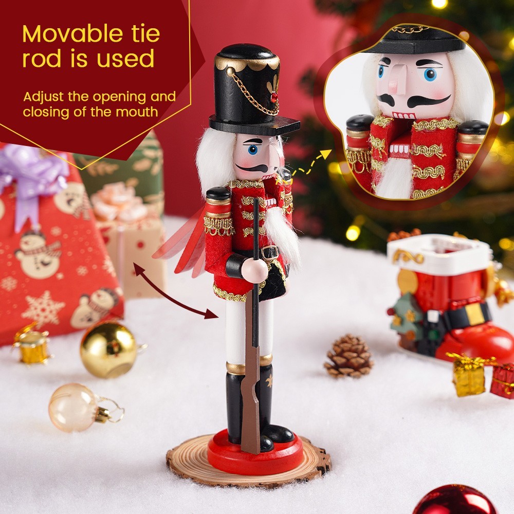 12” Christmas Nutcracker Soldier Wooden Vintage Decorative Gift Red Decor USA