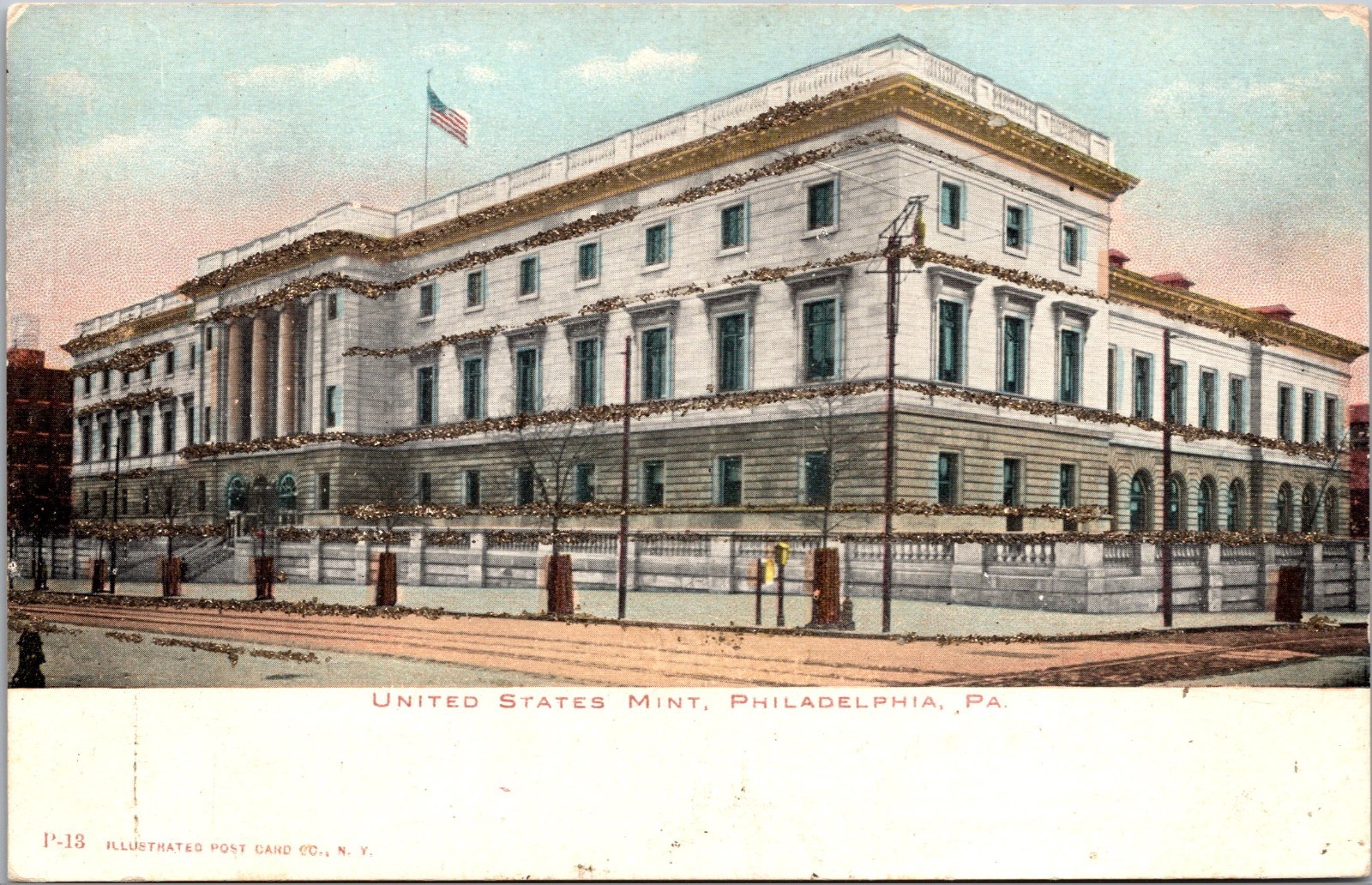 Philadelphia Pennsylvania United States Mint Glitter Vintage Postcard c1906