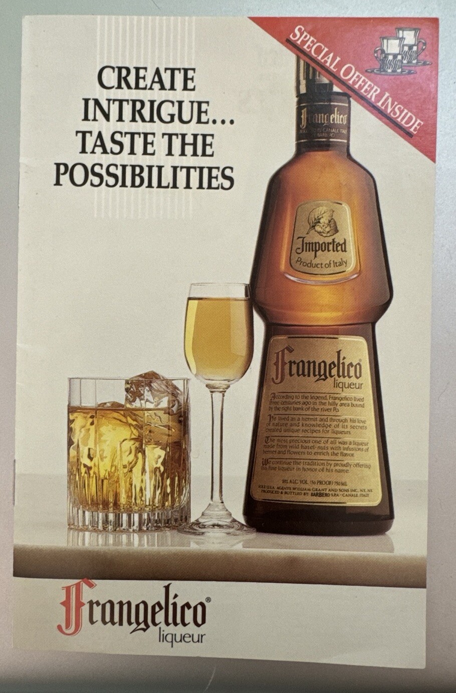 Frangelico Liqueur Italian Food and Drink Recipe Booklet Vintage