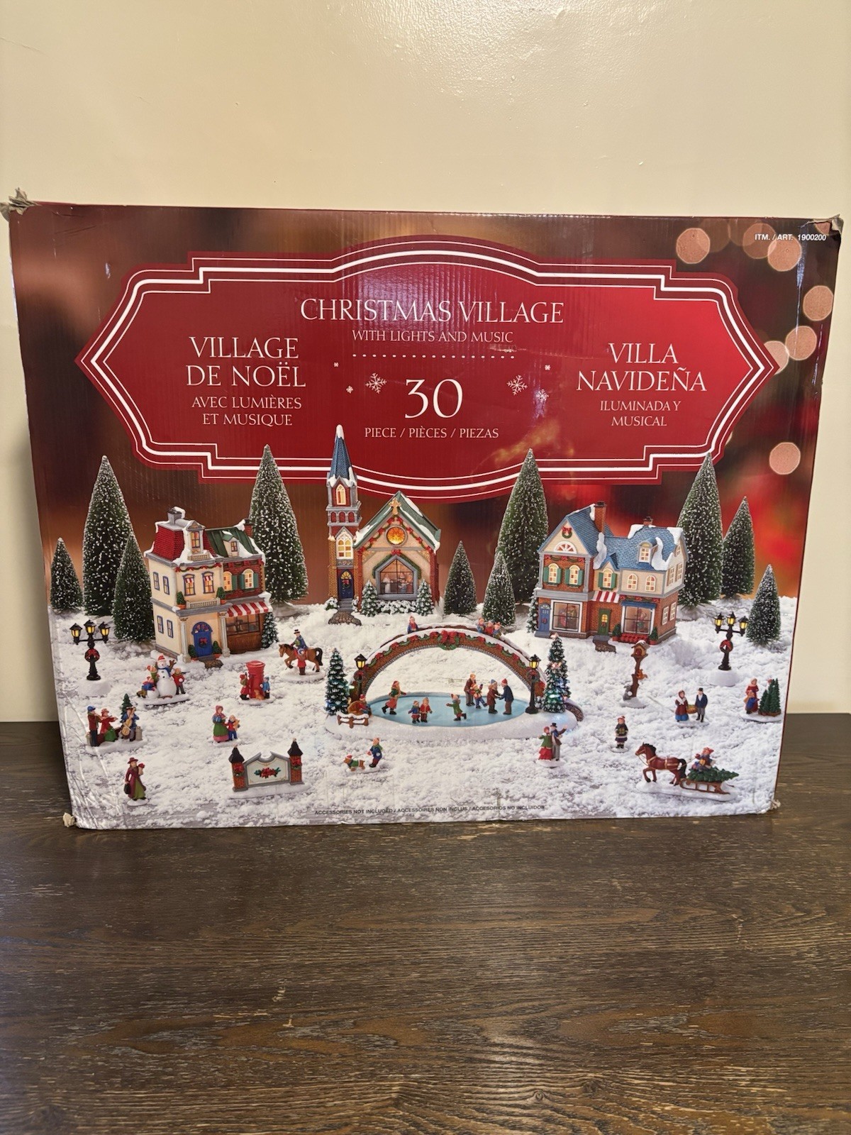 30-Piece Illuminated Musical Christmas Village Set, Boxed, Multicolor Indoor