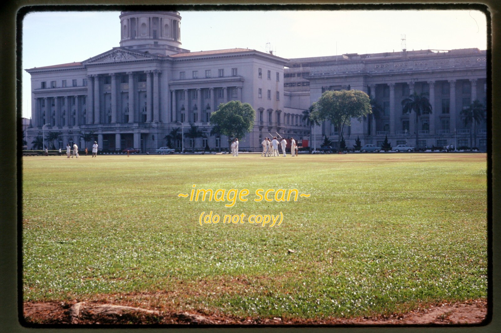 People playing a Cricket Sports Game in Asia in 1972, Kodachrome Slide aa 24-9a