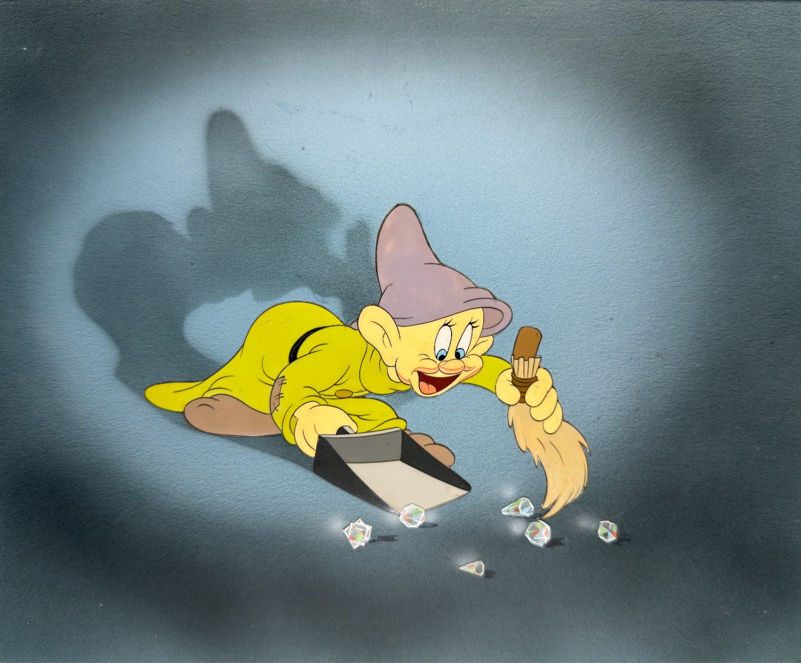 1937 Disney SNOW WHITE Original Production Cel DOPEY Mine Diamonds Courvoisier