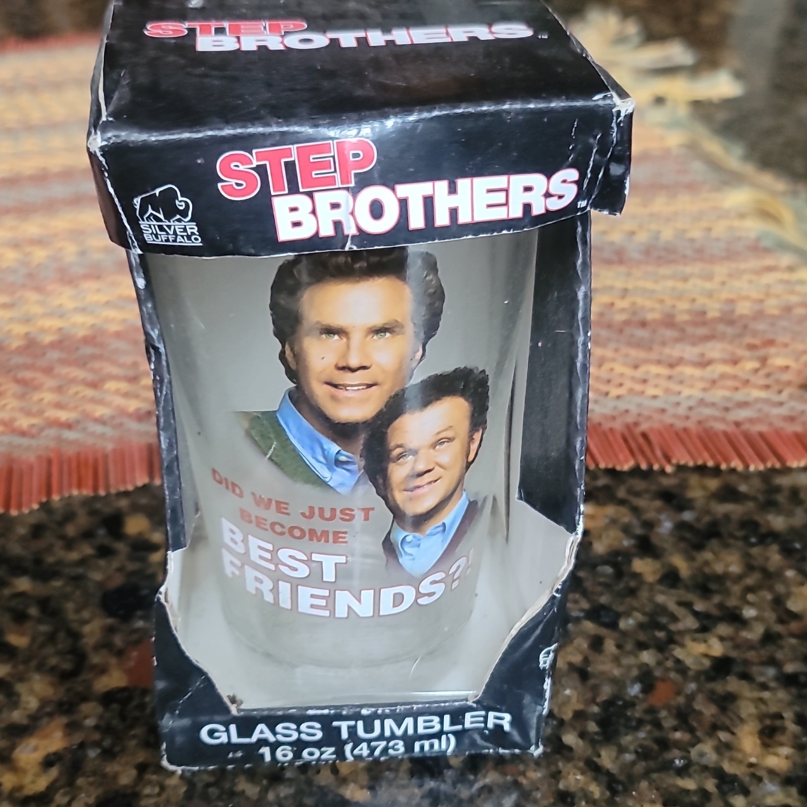 Silver Buffalo Step Brothers Decorated Glass Tumbler 16 oz