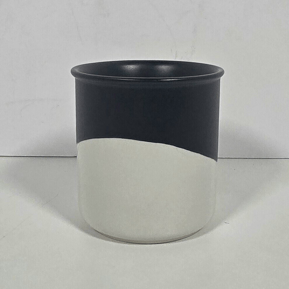 Starbucks Matte Black White Angle Dipped Yellow Handle Coffee Mug 12 oz 2017