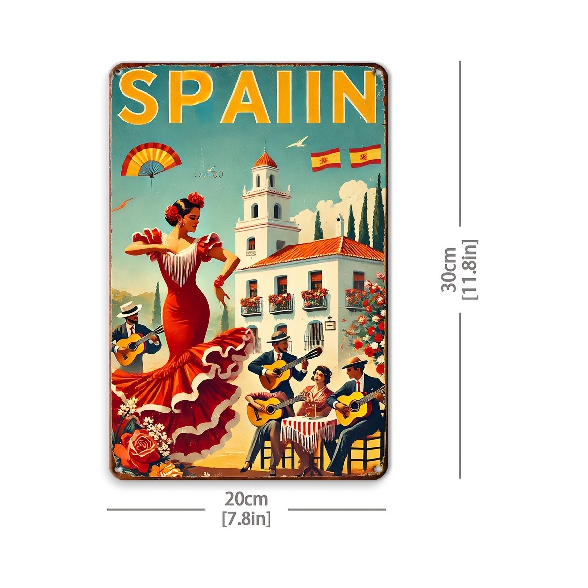 Vibrant Wall Inspired by Spain, Measuring Tin Metal Signs Home Décor Andalusian