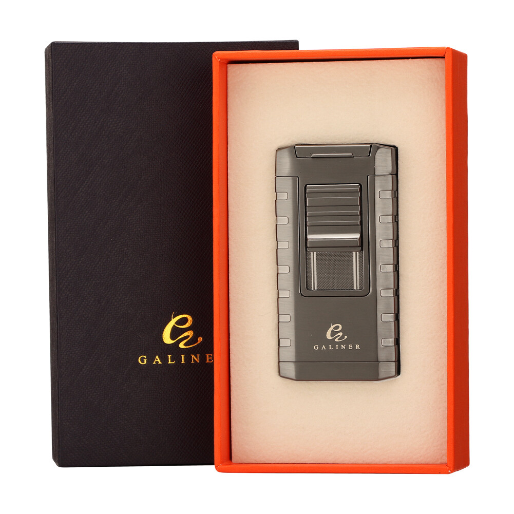 Galiner Cigar Lighter Metal Pocket Windproof Butane 3 Jet Flame Torch Lighters