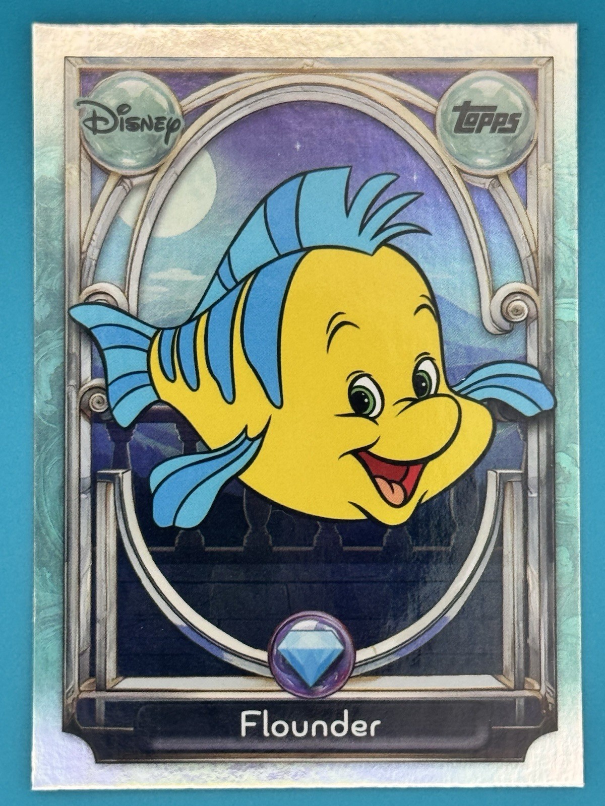 2025 Topps Disney Wonder Flounder Little Mermaid Tier II Diamond Holofoil #122