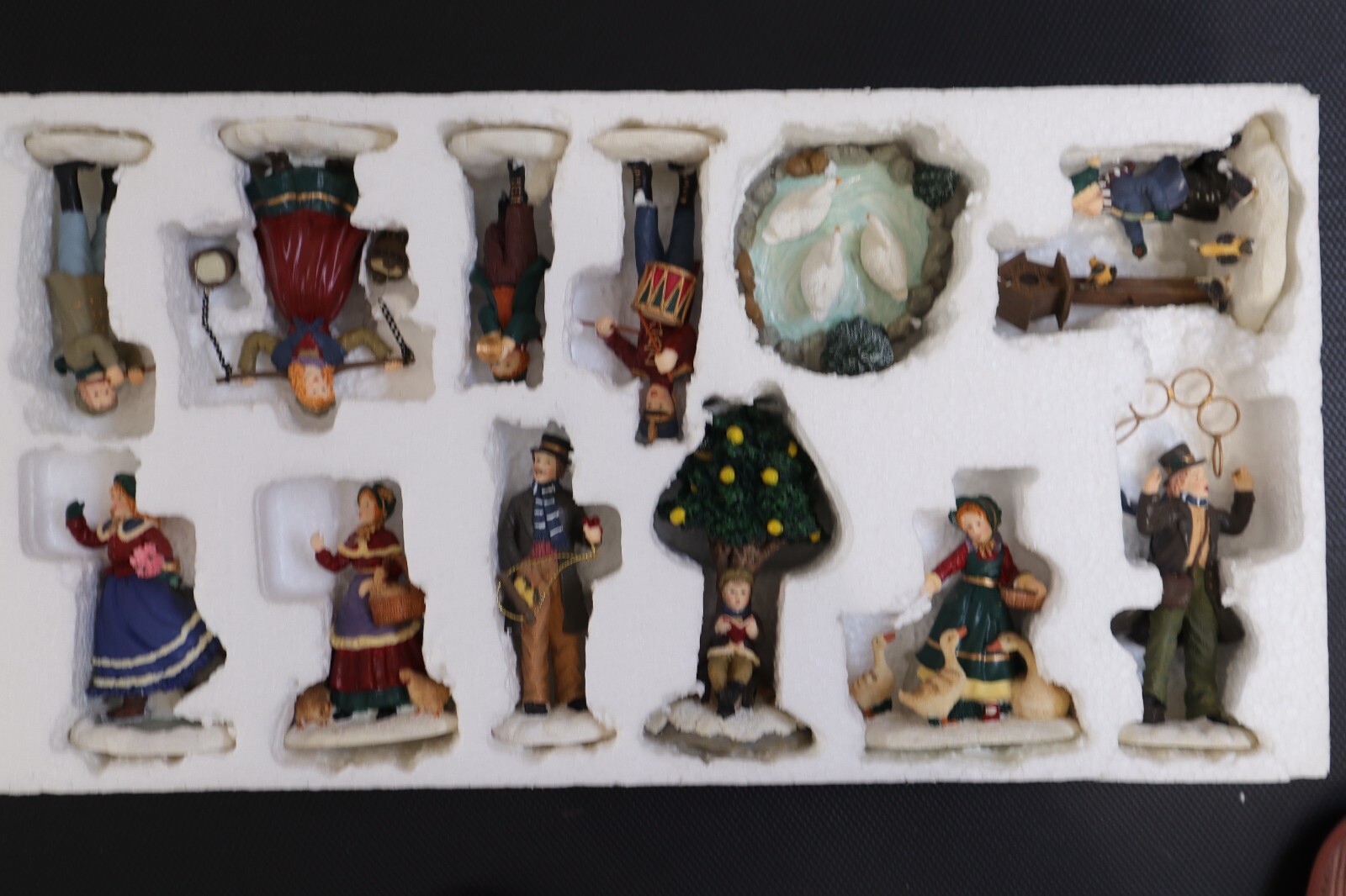 Village Square 12 Days of Christmas Accessories Figurines set of 14 in Box 1998