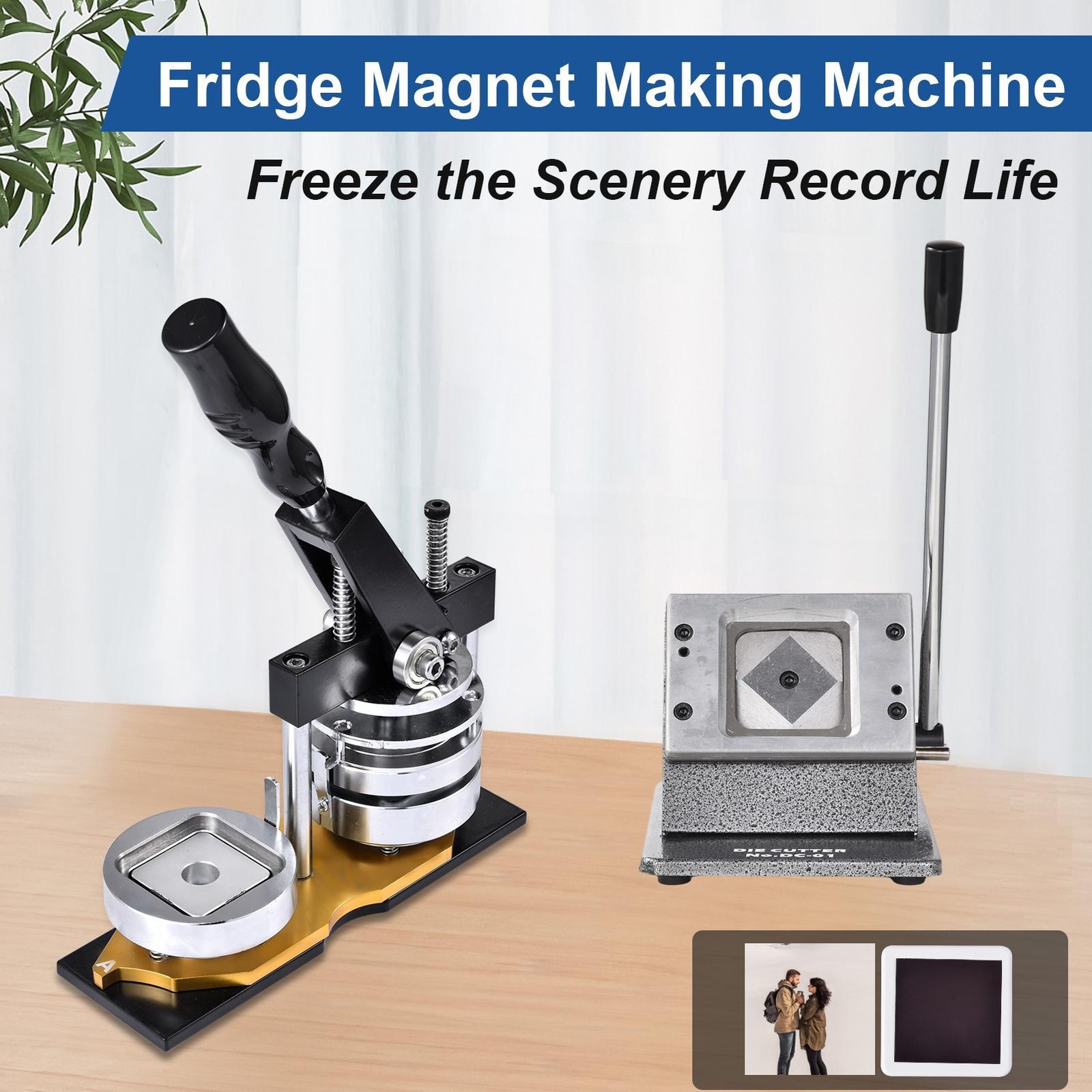 2X2″ Square Fridge Magnet Maker Machine Photo Magnet Making KIT Button Maker