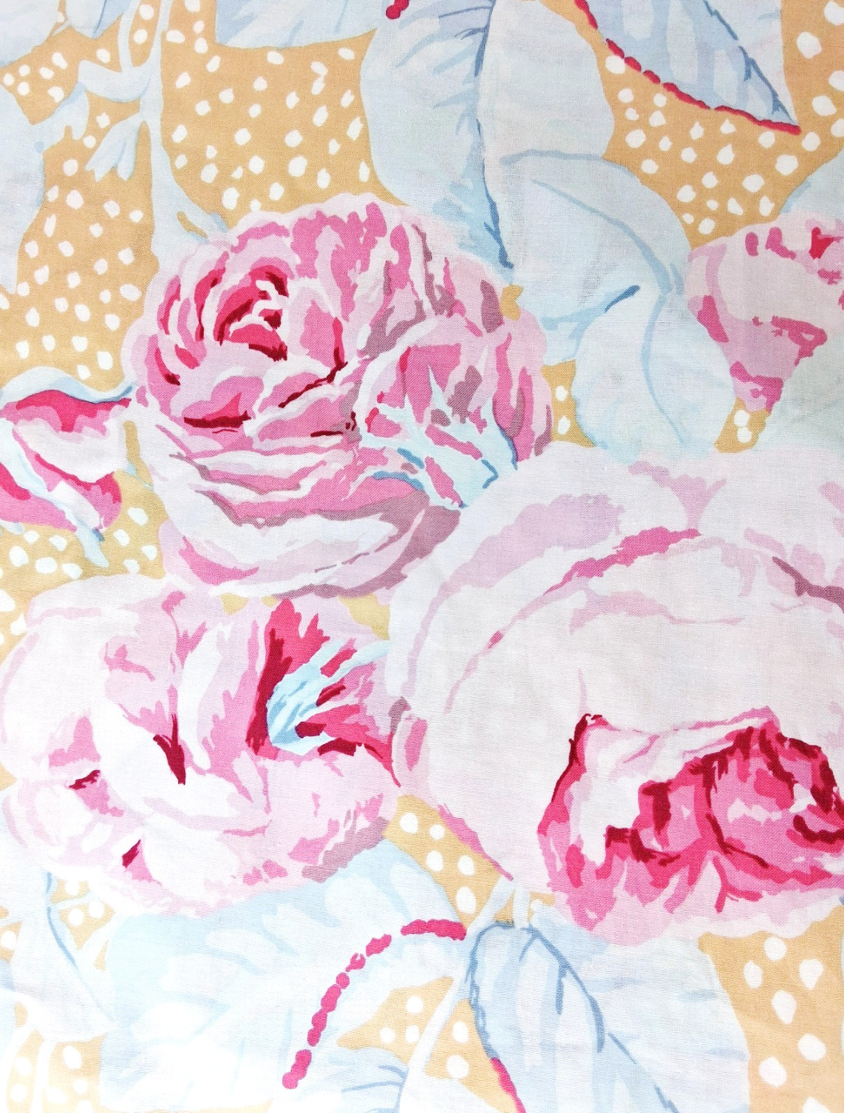 August Roses Flowers 100% Cotton Fabric 1 Yard BTY Pink Brown Kaffe Fassett