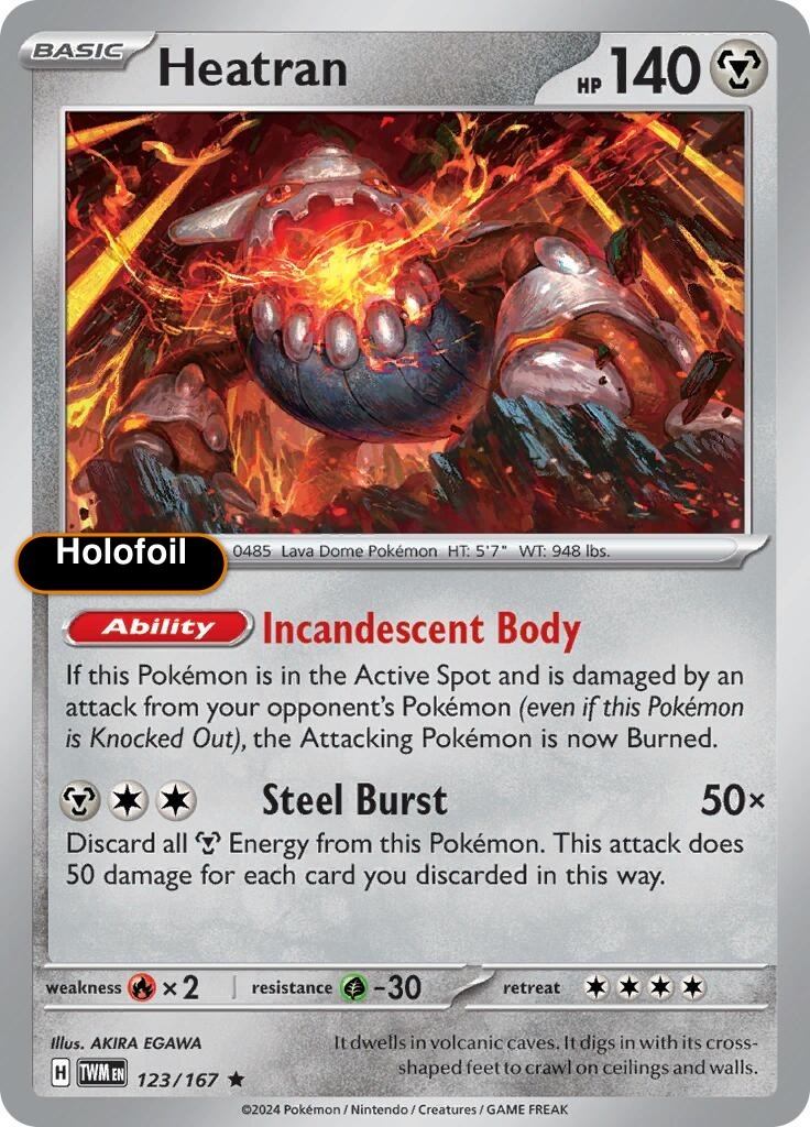 Pokemon Heatran 123/167 SV06: Twilight Masquerade Holofoil