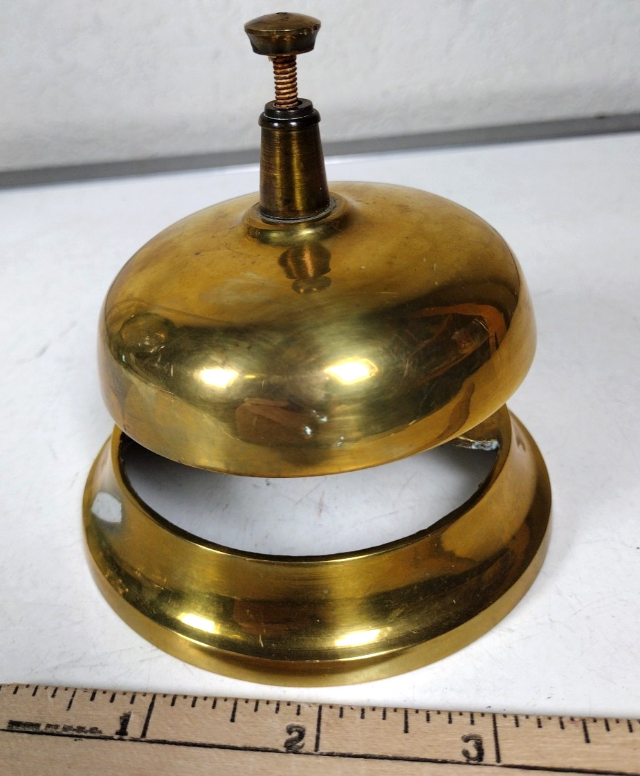 Vintage Brass Counter Bell Ringer Hotel Lobby Service Sales Classic Style Taiwan