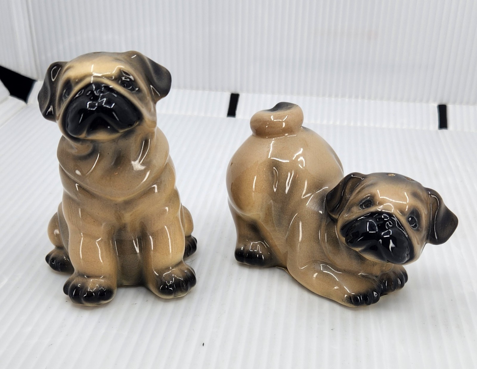 High Gloss Ceramic PUG’s Salt and Pepper Shakers
