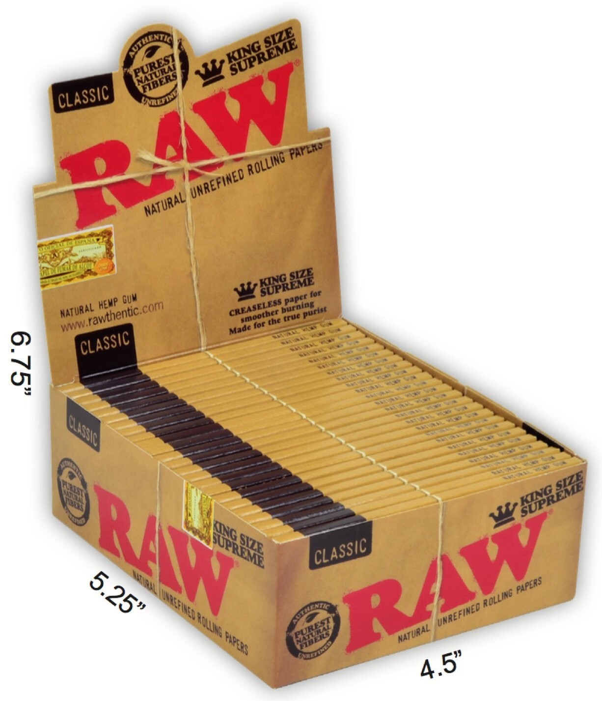 🔥RAW ROLLING PAPERS CLASSIC😎KING SIZE SUPREME💜FULL BOX 24 PACK