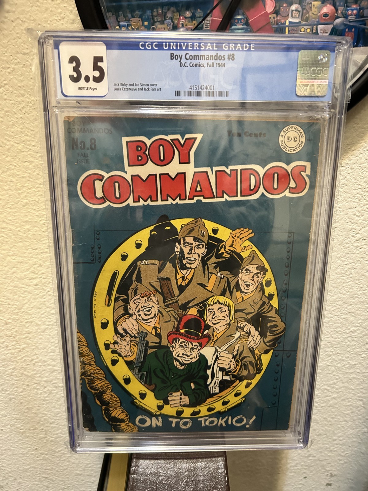Boy Commandos #8/cgc 3.5/1944/Kirby-simon/Brittle pages