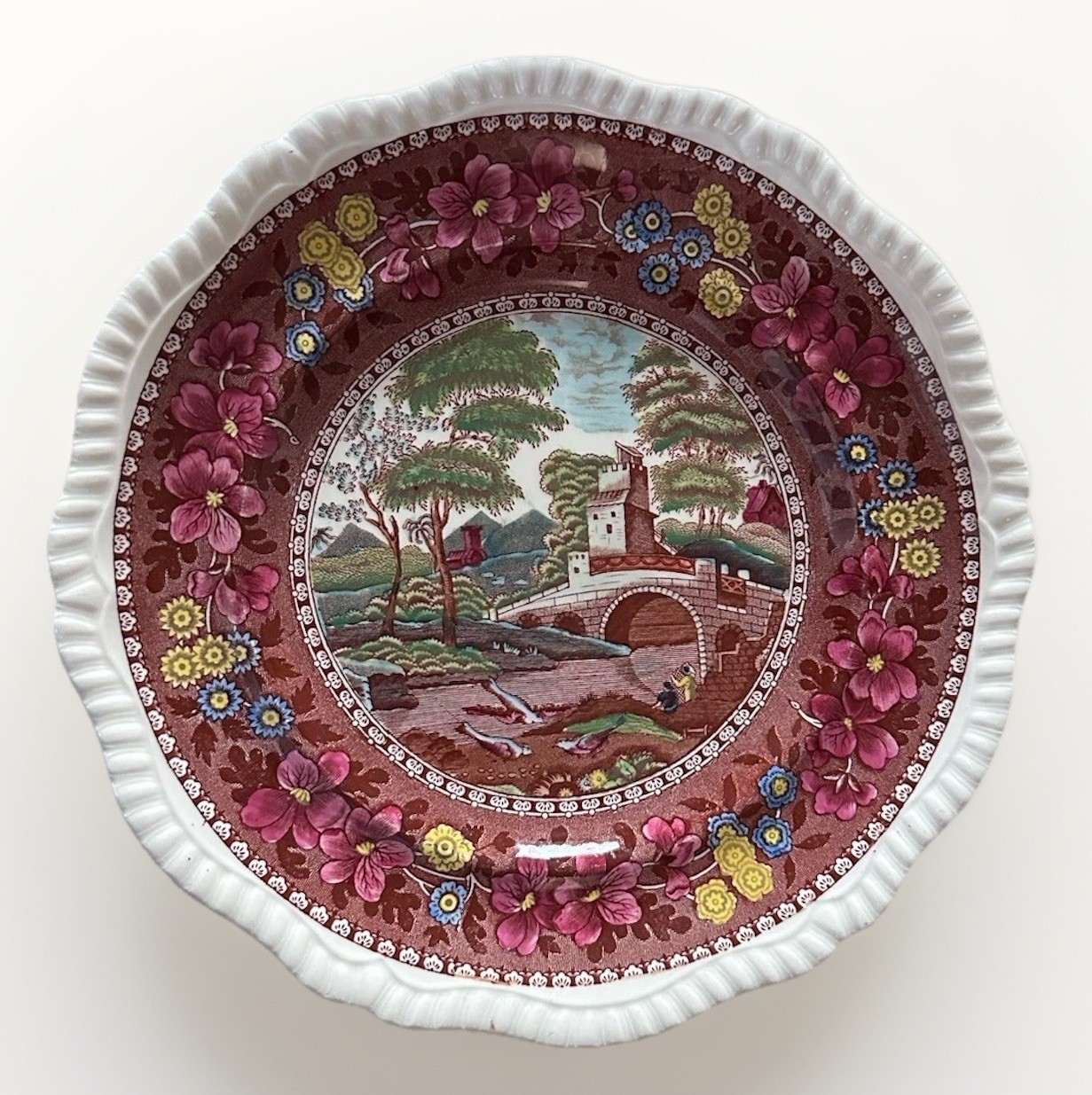 Antique c1885 Spode Copeland ‘Spode’s Tower’ Mulberry Transferware Dinner plate