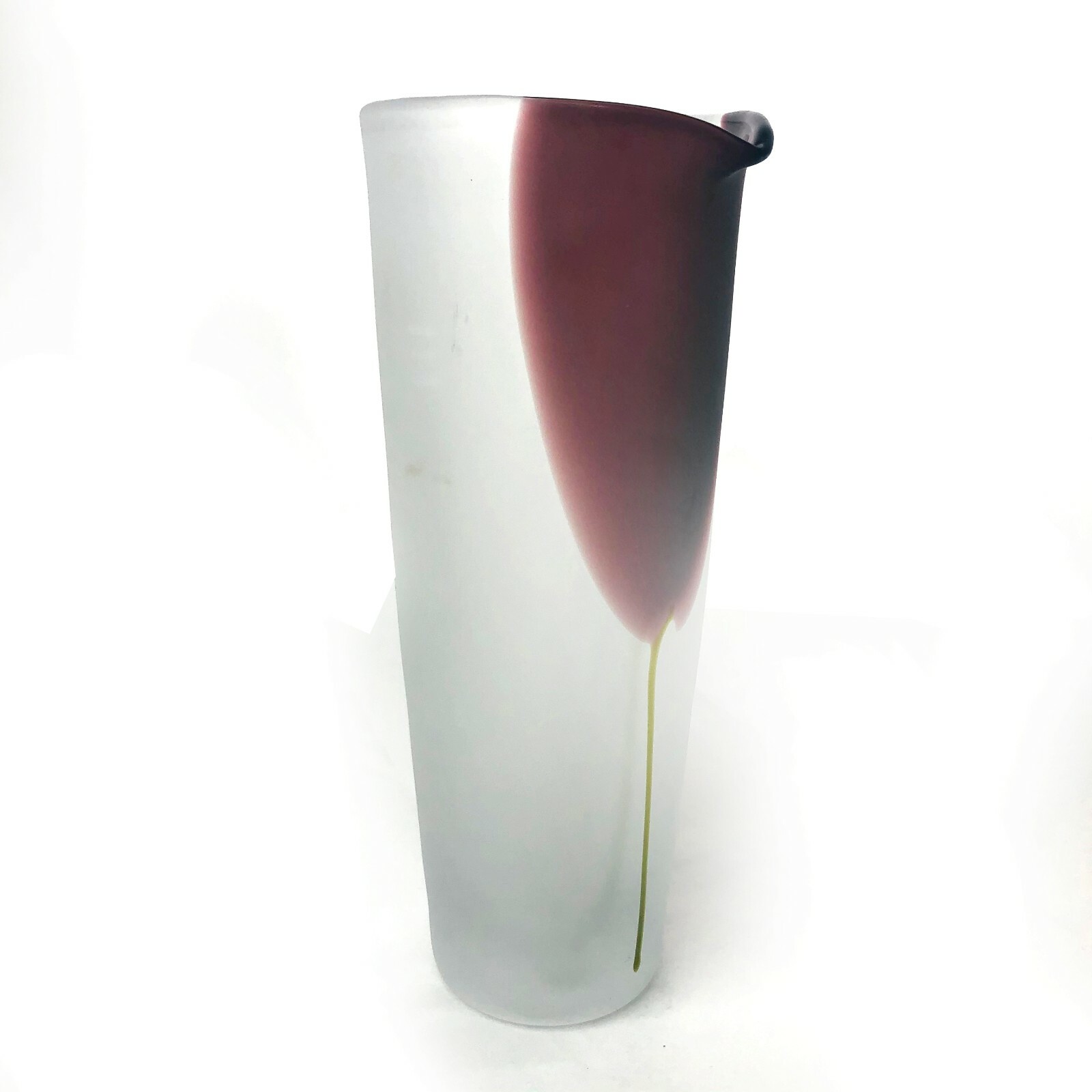 Mid Century Modern Cocktail Pitcher Hand Blown Glass Frosted Satin Bar Barware
