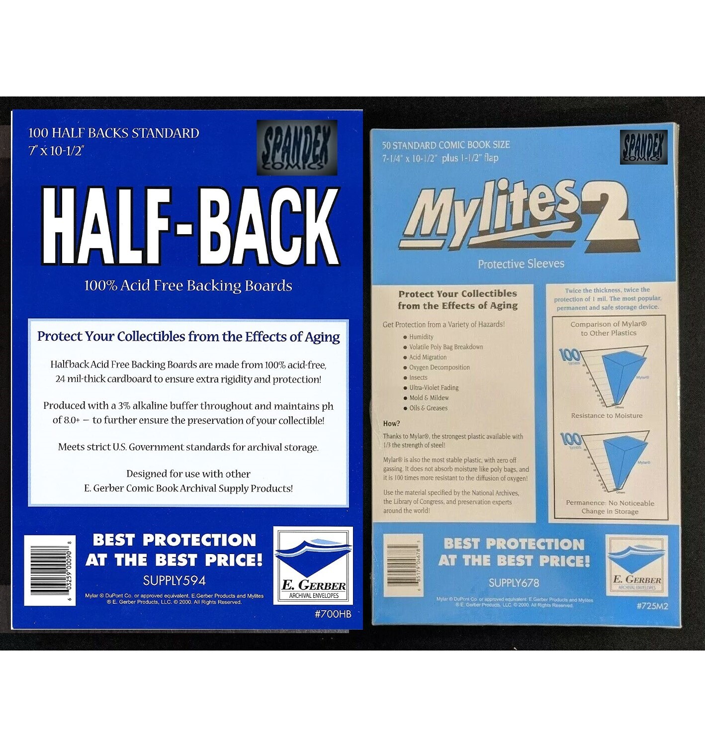 E. Gerber 50 Mylites2 & 100 Half Backs Standard Size E725M2 700HB Double Board