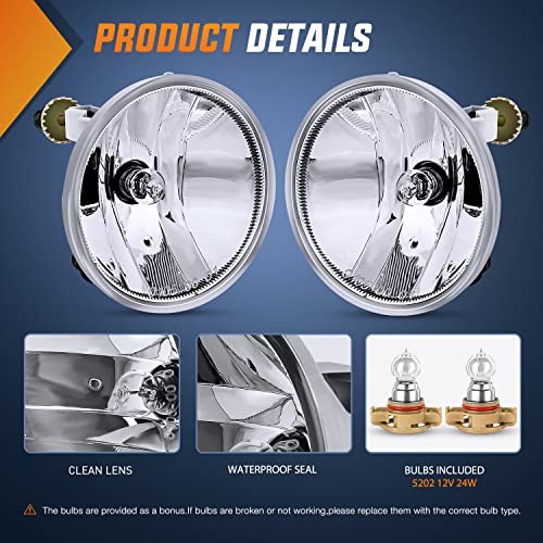 Fog Light Assembly Compatible with 2007 2008 Suburban & Yukon 2007-2014 Black
