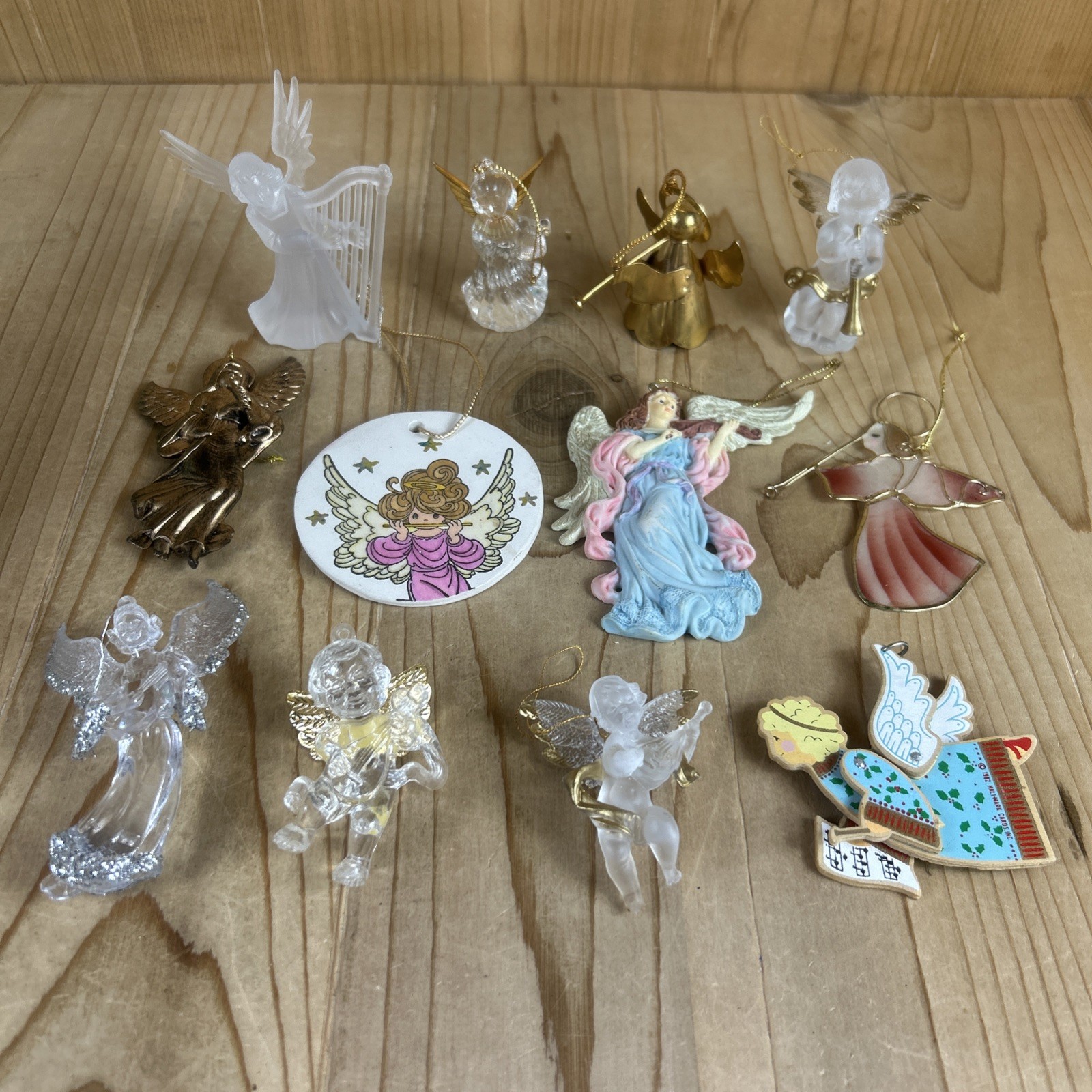Vintage Angel Christmas Ornament Lot Of 12 Musical Instruments Horn Harp Violin