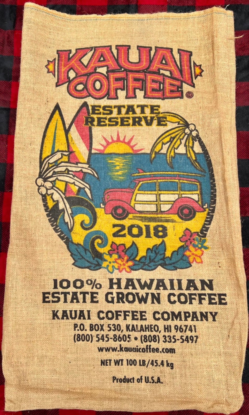 2018 ~ KAUAI COFFEE (Estate Reserve) *** Burlap Coffee Bag *** “Brand New!” ***