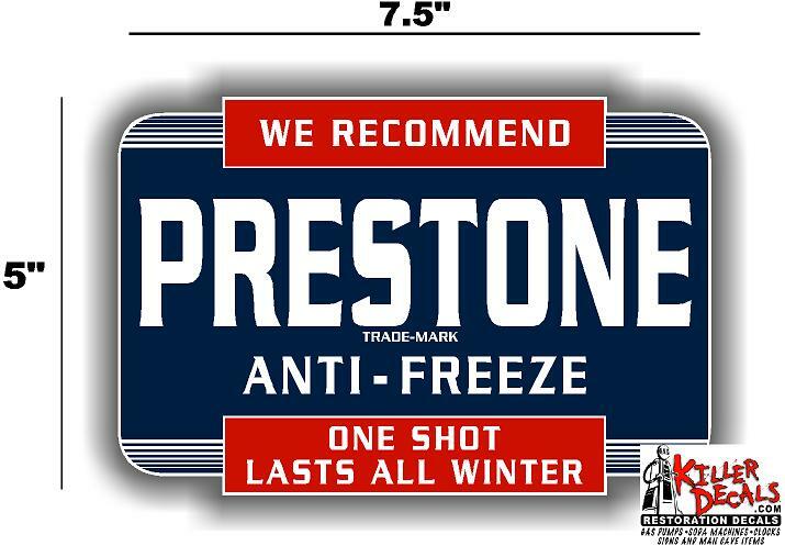 (PRES-STA-1) 7.5″ PRESTONE ANTI-FREEZE CAN DECAL STATION GASOLINE GAS PUMP