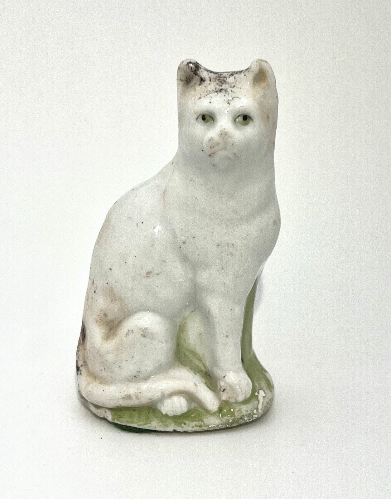 Antique White Ceramic or Porcelain Cat Figurine Maybe from Japan