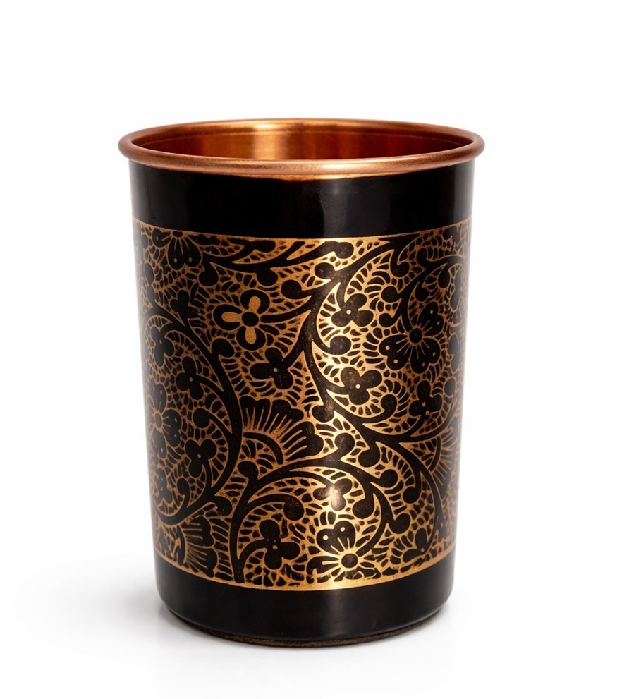 Pure Copper Handmade Water Drinking Glass Tumbler For Health Benefits Set Of 3