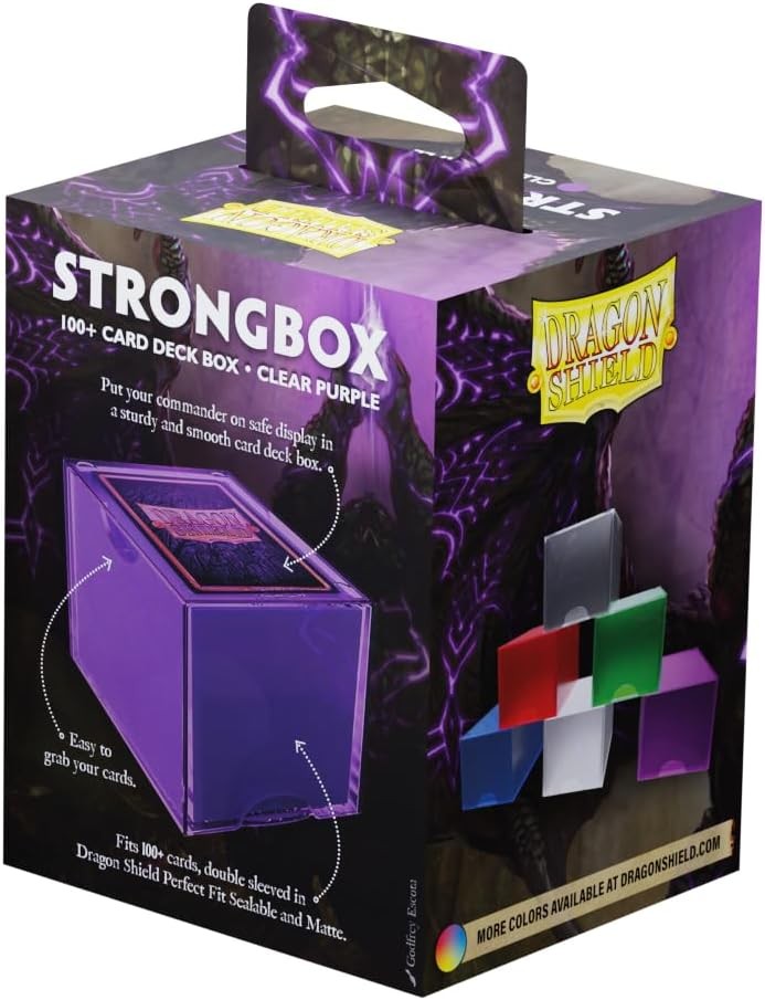 Dragon Shield Strongbox Deck Box Clear Purple, Holds 100+ Double Sleeved Cards,