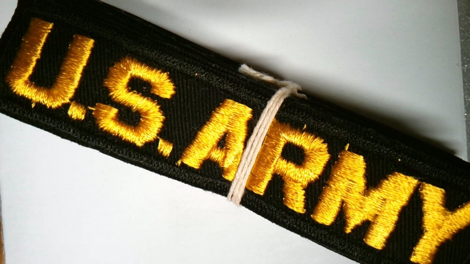 MILITARY PATCH SEW ON US ARMY NAME TAPE BLACK & GOLD VIETNAM MADE CLOTH