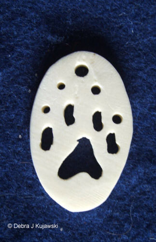 Wolf Track Pendant Bone 1.5″x 1 x 2/8″ w/ pre-drilled hole for stringing